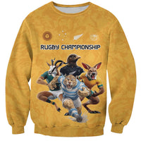 Custom Rugby Southern Hemisphere Sweatshirt Argentina AUNZ South Africa Mascot Gold - Wonder Print Shop