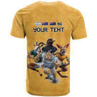 Custom Rugby Southern Hemisphere T Shirt Argentina AUNZ South Africa Mascot Gold - Wonder Print Shop