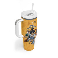 Custom Rugby Southern Hemisphere Tumbler With Handle Argentina AUNZ South Africa Mascot Gold - Wonder Print Shop