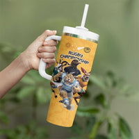 Custom Rugby Southern Hemisphere Tumbler With Handle Argentina AUNZ South Africa Mascot Gold - Wonder Print Shop