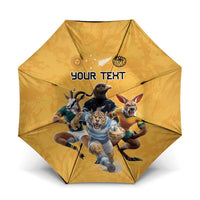 Custom Rugby Southern Hemisphere Umbrella Argentina AUNZ South Africa Mascot Gold - Wonder Print Shop