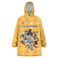 Custom Rugby Southern Hemisphere Wearable Blanket Hoodie Argentina AUNZ South Africa Mascot Gold - Wonder Print Shop
