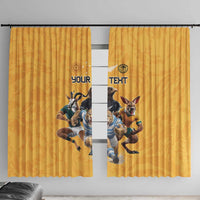Custom Rugby Southern Hemisphere Window Curtain Argentina AUNZ South Africa Mascot Gold - Wonder Print Shop