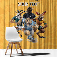 Custom Rugby Southern Hemisphere Window Curtain Argentina AUNZ South Africa Mascot Gold - Wonder Print Shop