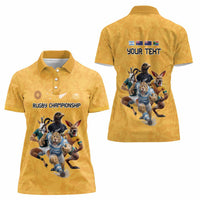 Custom Rugby Southern Hemisphere Women Polo Shirt Argentina AUNZ South Africa Mascot Gold - Wonder Print Shop