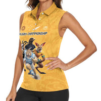Custom Rugby Southern Hemisphere Women Sleeveless Polo Shirt Argentina AUNZ South Africa Mascot Gold - Wonder Print Shop