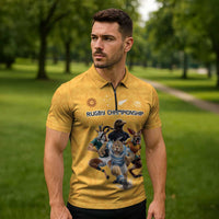 Custom Rugby Southern Hemisphere Zipper Polo Shirt Argentina AUNZ South Africa Mascot Gold - Wonder Print Shop
