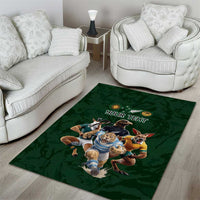 Custom Rugby Southern Hemisphere Area Rug Argentina AUNZ South Africa Mascot Green - Wonder Print Shop