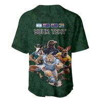 Custom Rugby Southern Hemisphere Baseball Jersey Argentina AUNZ South Africa Mascot Green - Wonder Print Shop