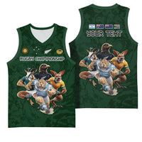 Custom Rugby Southern Hemisphere Basketball Jersey Argentina AUNZ South Africa Mascot Green - Wonder Print Shop