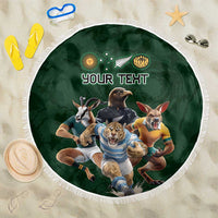 Custom Rugby Southern Hemisphere Beach Blanket Argentina AUNZ South Africa Mascot Green - Wonder Print Shop