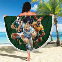 Custom Rugby Southern Hemisphere Beach Blanket Argentina AUNZ South Africa Mascot Green - Wonder Print Shop
