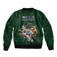 Custom Rugby Southern Hemisphere Bomber Jacket Argentina AUNZ South Africa Mascot Green - Wonder Print Shop
