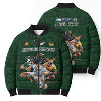 Custom Rugby Southern Hemisphere Bomber Puffer Jacket Argentina AUNZ South Africa Mascot Green - Wonder Print Shop