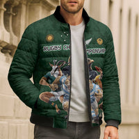 Custom Rugby Southern Hemisphere Bomber Puffer Jacket Argentina AUNZ South Africa Mascot Green - Wonder Print Shop