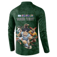 Custom Rugby Southern Hemisphere Button Sweatshirt Argentina AUNZ South Africa Mascot Green - Wonder Print Shop