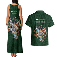 Custom Rugby Southern Hemisphere Couples Matching Tank Maxi Dress and Hawaiian Shirt Argentina AUNZ South Africa Mascot Green - Wonder Print Shop