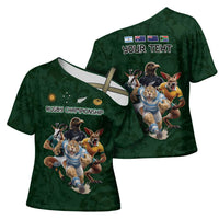 Custom Rugby Southern Hemisphere Cross Shoulder Shirt Argentina AUNZ South Africa Mascot Green - Wonder Print Shop