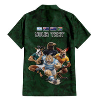 Custom Rugby Southern Hemisphere Family Matching Mermaid Dress and Hawaiian Shirt Argentina AUNZ South Africa Mascot Green - Wonder Print Shop
