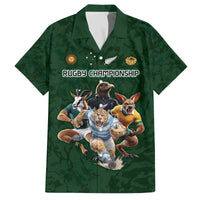 Custom Rugby Southern Hemisphere Family Matching Off The Shoulder Long Sleeve Dress and Hawaiian Shirt Argentina AUNZ South Africa Mascot Green - Wonder Print Shop
