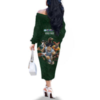 Custom Rugby Southern Hemisphere Family Matching Off The Shoulder Long Sleeve Dress and Hawaiian Shirt Argentina AUNZ South Africa Mascot Green - Wonder Print Shop