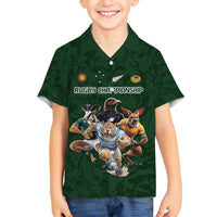 Custom Rugby Southern Hemisphere Family Matching Puletasi and Hawaiian Shirt Argentina AUNZ South Africa Mascot Green - Wonder Print Shop