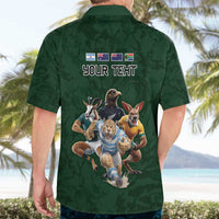 Custom Rugby Southern Hemisphere Hawaiian Shirt Argentina AUNZ South Africa Mascot Green - Wonder Print Shop