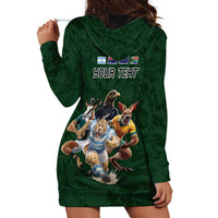 Custom Rugby Southern Hemisphere Hoodie Dress Argentina AUNZ South Africa Mascot Green - Wonder Print Shop