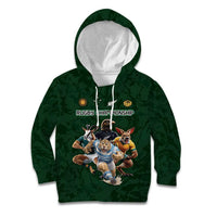 Custom Rugby Southern Hemisphere Kid Hoodie Argentina AUNZ South Africa Mascot Green - Wonder Print Shop