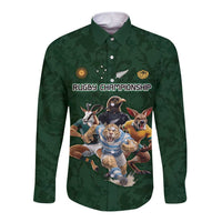 Custom Rugby Southern Hemisphere Long Sleeve Button Shirt Argentina AUNZ South Africa Mascot Green - Wonder Print Shop