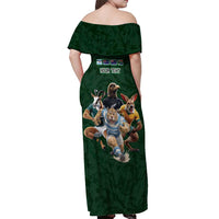 Custom Rugby Southern Hemisphere Off Shoulder Maxi Dress Argentina AUNZ South Africa Mascot Green - Wonder Print Shop