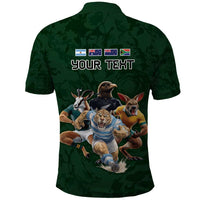 Custom Rugby Southern Hemisphere Polo Shirt Argentina AUNZ South Africa Mascot Green - Wonder Print Shop