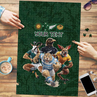 Custom Rugby Southern Hemisphere Puzzle Argentina AUNZ South Africa Mascot Green - Wonder Print Shop
