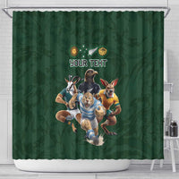 Custom Rugby Southern Hemisphere Shower Curtain Argentina AUNZ South Africa Mascot Green - Wonder Print Shop