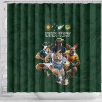 Custom Rugby Southern Hemisphere Shower Curtain Argentina AUNZ South Africa Mascot Green - Wonder Print Shop