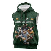 Custom Rugby Southern Hemisphere Sleeveless Hoodie Argentina AUNZ South Africa Mascot Green - Wonder Print Shop