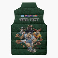 Custom Rugby Southern Hemisphere Sleeveless Puffer Jacket Argentina AUNZ South Africa Mascot Green - Wonder Print Shop
