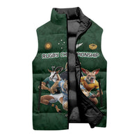 Custom Rugby Southern Hemisphere Sleeveless Puffer Jacket Argentina AUNZ South Africa Mascot Green - Wonder Print Shop