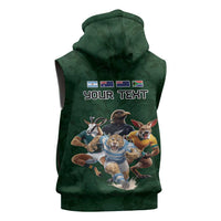 Custom Rugby Southern Hemisphere Sleeveless Zip Hoodie Argentina AUNZ South Africa Mascot Green - Wonder Print Shop