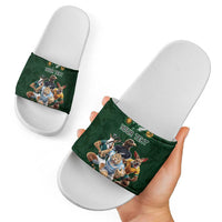 Custom Rugby Southern Hemisphere Slide Sandals Argentina AUNZ South Africa Mascot Green - Wonder Print Shop