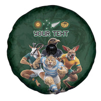 Custom Rugby Southern Hemisphere Spare Tire Cover Argentina AUNZ South Africa Mascot Green - Wonder Print Shop