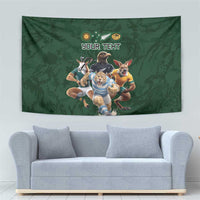 Custom Rugby Southern Hemisphere Tapestry Argentina AUNZ South Africa Mascot Green - Wonder Print Shop