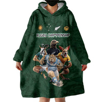 Custom Rugby Southern Hemisphere Wearable Blanket Hoodie Argentina AUNZ South Africa Mascot Green - Wonder Print Shop