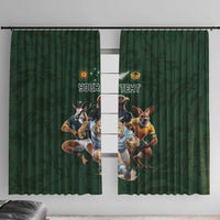 Custom Rugby Southern Hemisphere Window Curtain Argentina AUNZ South Africa Mascot Green - Wonder Print Shop