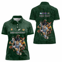Custom Rugby Southern Hemisphere Women Polo Shirt Argentina AUNZ South Africa Mascot Green - Wonder Print Shop