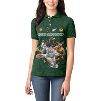Custom Rugby Southern Hemisphere Women Polo Shirt Argentina AUNZ South Africa Mascot Green - Wonder Print Shop