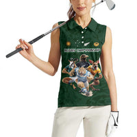 Custom Rugby Southern Hemisphere Women Sleeveless Polo Shirt Argentina AUNZ South Africa Mascot Green - Wonder Print Shop