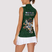 Custom Rugby Southern Hemisphere Women Sleeveless Polo Shirt Argentina AUNZ South Africa Mascot Green - Wonder Print Shop