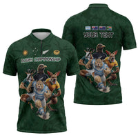 Custom Rugby Southern Hemisphere Zipper Polo Shirt Argentina AUNZ South Africa Mascot Green - Wonder Print Shop