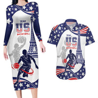 Personalized USA Basketball Couples Matching Long Sleeve Bodycon Dress and Hawaiian Shirt One For All Summer Sport LT9 - Wonder Print Shop